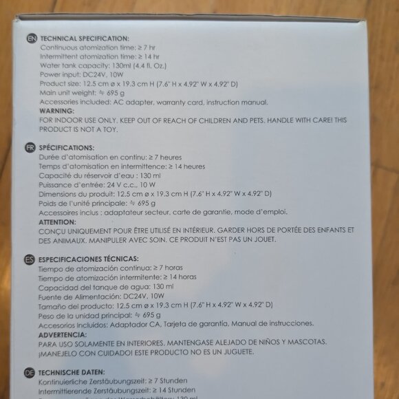 Serene House Supernova White 125 Ceramic Ultrasonic Aroma Diffuser w/ Wood Base - Picture 12 of 13